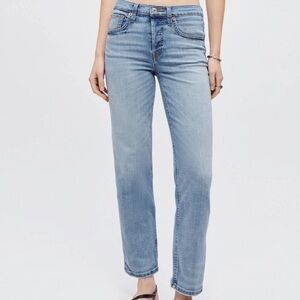 NWT Redone Mid Rise Stove Pipe Jean